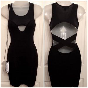 Black bodycon backless dress